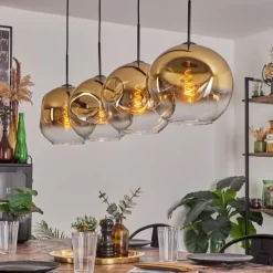 hofstein Suspension - Verre 30 cm Ripoll Or, Clair, 4 lumières