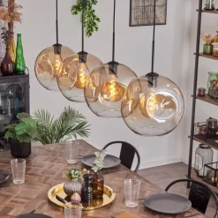 hofstein Suspension - Verre 30 cm Ripoll Ambre, Clair, 4 lumières