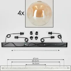 hofstein Suspension - Verre 30 cm Ripoll Ambre, Clair, 4 lumières