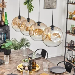 hofstein Suspension - Verre 30 cm Ripoll Ambre, Clair, 4 lumières