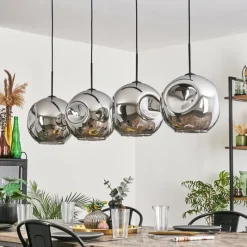 hofstein Suspension - Verre 30 cm Ripoll Chrome, 4 lumières