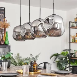 hofstein Suspension - Verre 30 cm Ripoll Chrome, 4 lumières