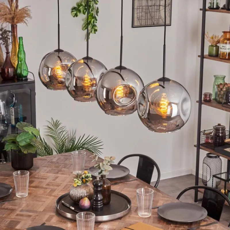 hofstein Suspension - Verre 25 cm Ripoll Chrome, 4 lumières