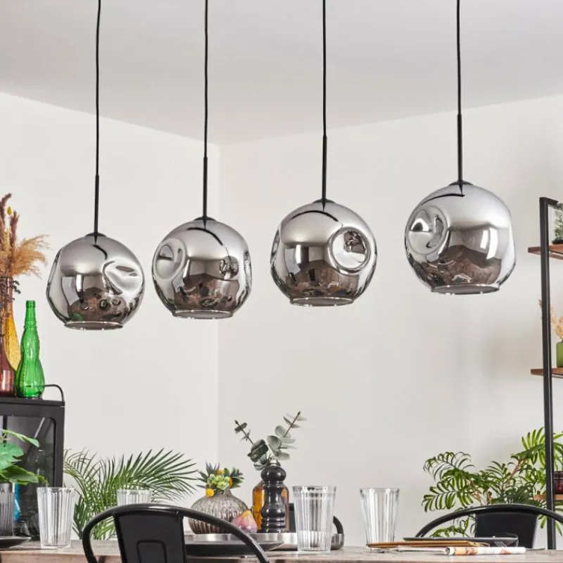 hofstein Suspension - Verre 25 cm Ripoll Chrome, 4 lumières