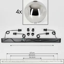 hofstein Suspension - Verre 25 cm Ripoll Chrome, 4 lumières