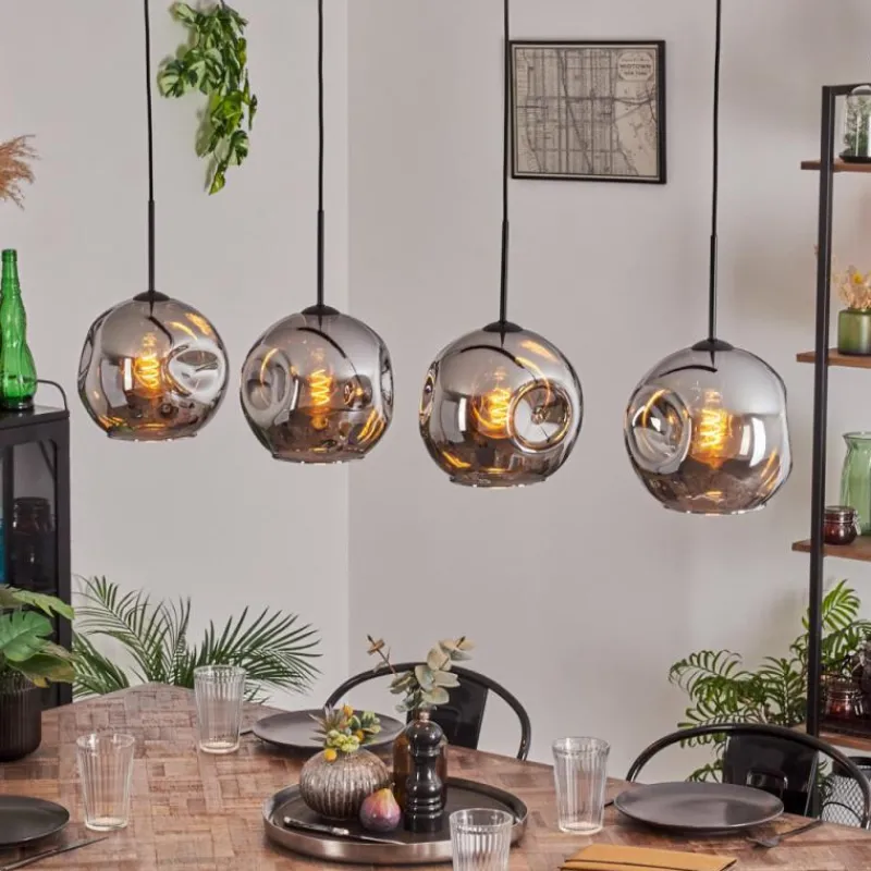 hofstein Suspension - Verre 25 cm Ripoll Chrome, 4 lumières