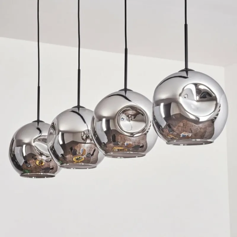 hofstein Suspension - Verre 25 cm Ripoll Chrome, 4 lumières