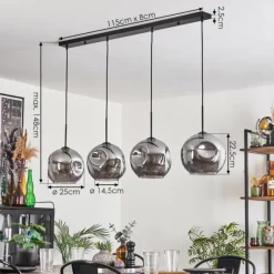 Suspension Verre Fumé-hofstein Suspension - Verre 25 cm Ripoll Fumé, 4 lumières