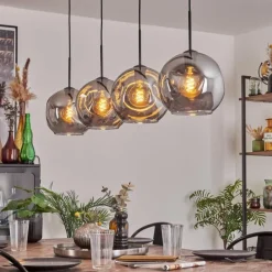 Suspension Verre Fumé-hofstein Suspension - Verre 25 cm Ripoll Fumé, 4 lumières