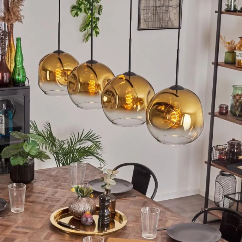 hofstein Suspension - Verre 25 cm Ripoll Or, Clair, 4 lumières