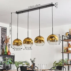 hofstein Suspension - Verre 25 cm Ripoll Or, Clair, 4 lumières