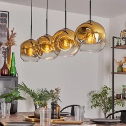 hofstein Suspension - Verre 25 cm Ripoll Or, Clair, 4 lumières