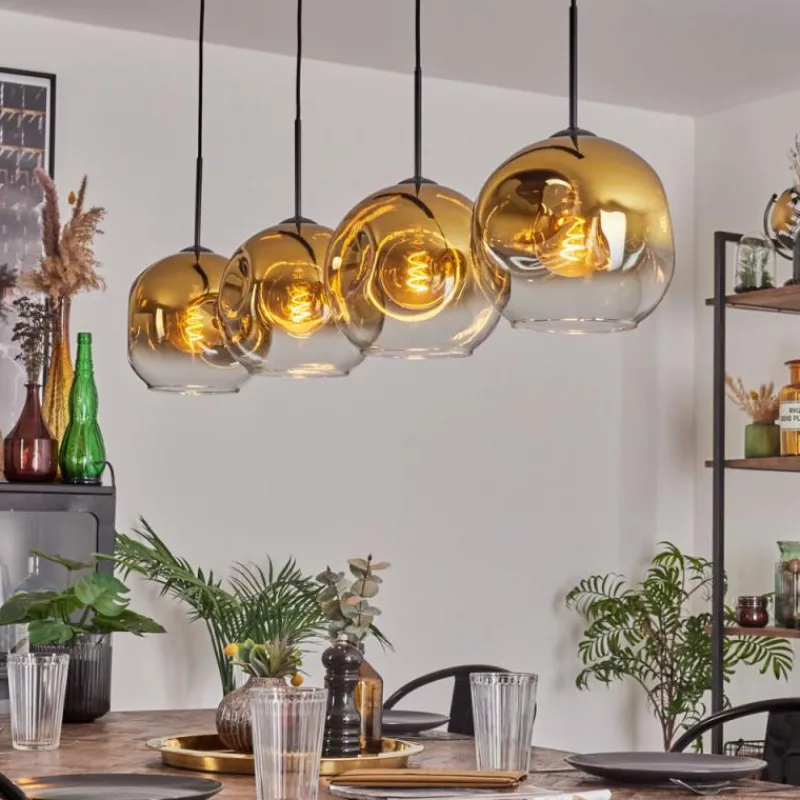 hofstein Suspension - Verre 25 cm Ripoll Or, Clair, 4 lumières