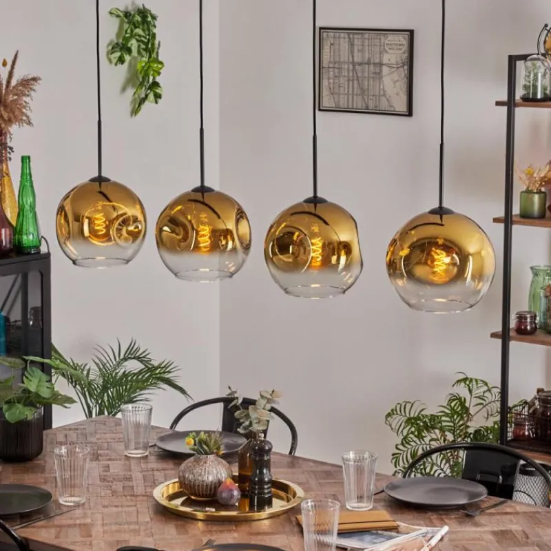 hofstein Suspension - Verre 25 cm Ripoll Or, Clair, 4 lumières