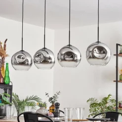 hofstein Suspension - Verre 25 cm Ripoll Chrome, Clair, 4 lumières