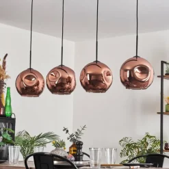 hofstein Suspension - Verre 25 cm Ripoll Cuivré, 4 lumières