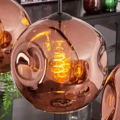 hofstein Suspension - Verre 25 cm Ripoll Cuivré, 4 lumières