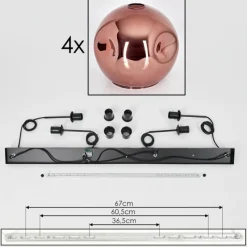 hofstein Suspension - Verre 25 cm Ripoll Cuivré, 4 lumières
