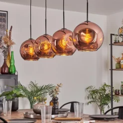 hofstein Suspension - Verre 25 cm Ripoll Cuivré, 4 lumières