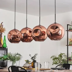 hofstein Suspension - Verre 30 cm Ripoll Cuivré, 4 lumières