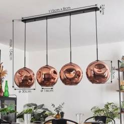 hofstein Suspension - Verre 30 cm Ripoll Cuivré, 4 lumières