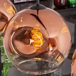 hofstein Suspension - Verre 25 cm Ripoll Clair, Cuivré, 4 lumières