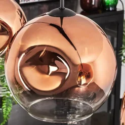 hofstein Suspension - Verre 25 cm Ripoll Clair, Cuivré, 4 lumières