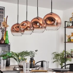 hofstein Suspension - Verre 25 cm Ripoll Clair, Cuivré, 4 lumières