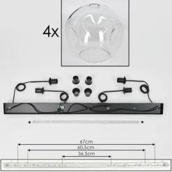 hofstein Suspension - Verre 30 cm Ripoll Clair, 4 lumières