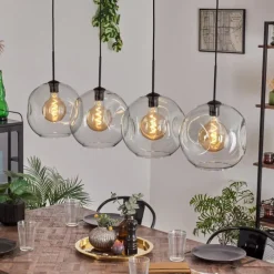 hofstein Suspension - Verre 30 cm Ripoll Clair, 4 lumières