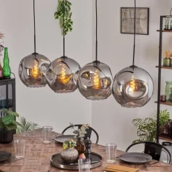 hofstein Suspension - Verre 30 cm Ripoll Fumé, 4 lumières