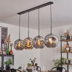 hofstein Suspension - Verre 30 cm Ripoll Fumé, 4 lumières