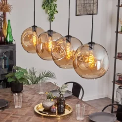 hofstein Suspension - Verre 30 cm Ripoll Ambre, 4 lumières