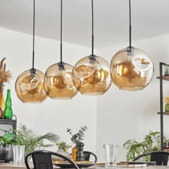 hofstein Suspension - Verre 30 cm Ripoll Ambre, 4 lumières