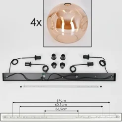 hofstein Suspension - Verre 30 cm Ripoll Ambre, 4 lumières