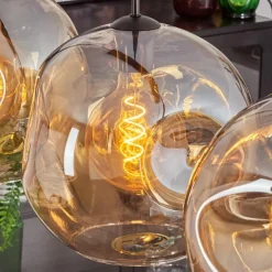 hofstein Suspension - Verre 30 cm Ripoll Ambre, 4 lumières