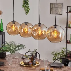 hofstein Suspension - Verre 30 cm Ripoll Ambre, 4 lumières