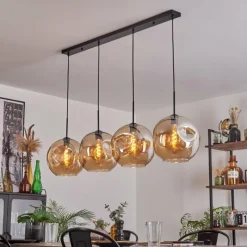 hofstein Suspension - Verre 30 cm Ripoll Ambre, 4 lumières