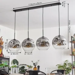Suspension Verre Fumé-hofstein Suspension - Verre 30 cm Ripoll Clair, Fumé, 4 lumières