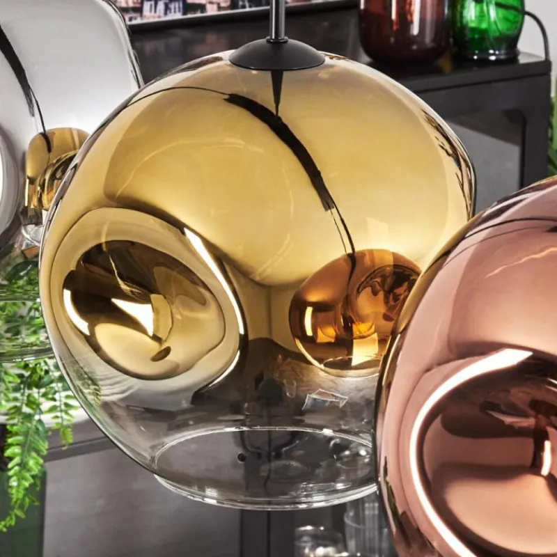 Lampes Dorées-hofstein Suspension - Verre 30 cm Ripoll Chrome, Or, Clair, Cuivré, Fumé, 4 lumières