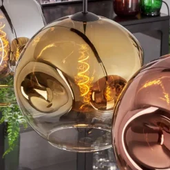 Lampes Dorées-hofstein Suspension - Verre 30 cm Ripoll Chrome, Or, Clair, Cuivré, Fumé, 4 lumières