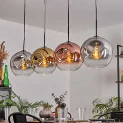 Lampes Dorées-hofstein Suspension - Verre 30 cm Ripoll Chrome, Or, Clair, Cuivré, Fumé, 4 lumières