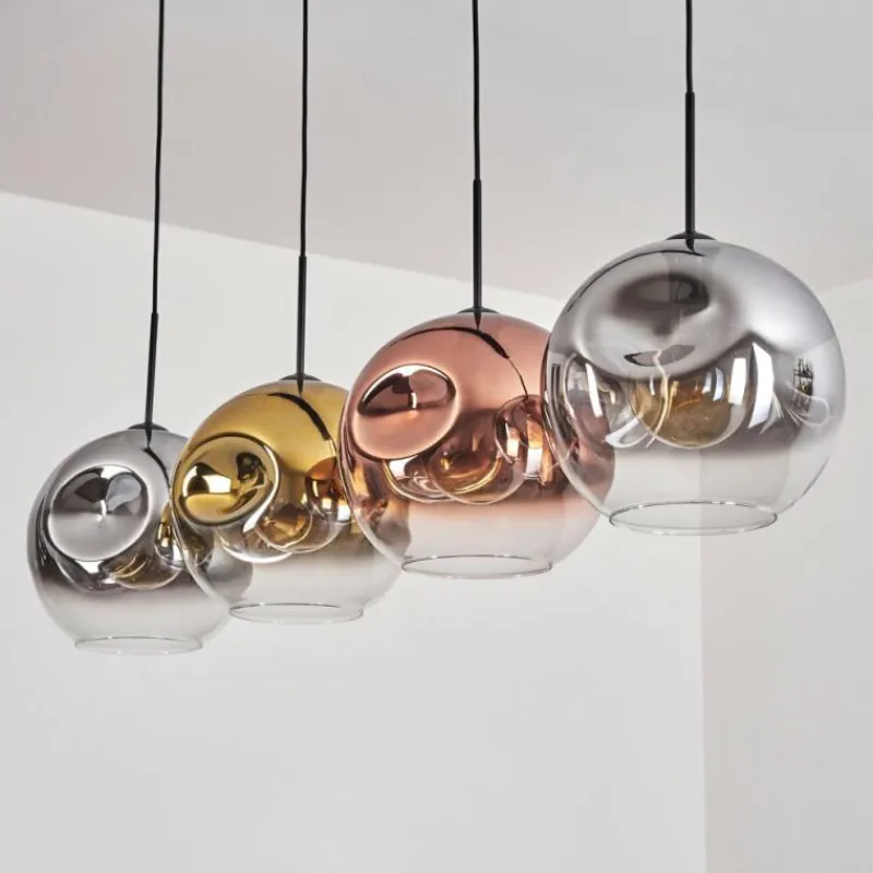 Lampes Dorées-hofstein Suspension - Verre 30 cm Ripoll Chrome, Or, Clair, Cuivré, Fumé, 4 lumières