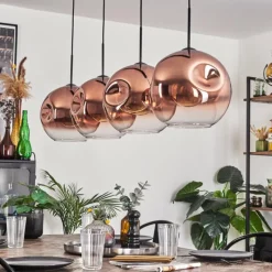 hofstein Suspension - Verre 30 cm Ripoll Clair, Cuivré, 4 lumières