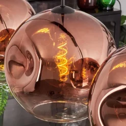 hofstein Suspension - Verre 30 cm Ripoll Clair, Cuivré, 4 lumières