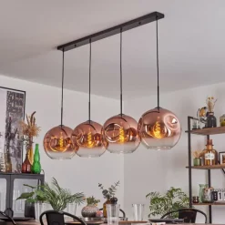 hofstein Suspension - Verre 30 cm Ripoll Clair, Cuivré, 4 lumières