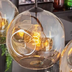 hofstein Suspension - Verre 25 cm Ripoll Ambre, 4 lumières