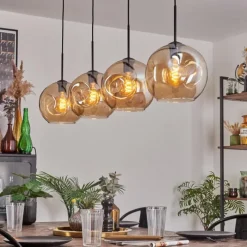 hofstein Suspension - Verre 25 cm Ripoll Ambre, 4 lumières