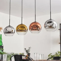 Lampes Dorées-hofstein Suspension - Verre 25 cm Ripoll Chrome, Or, Clair, Cuivré, Fumé, 4 lumières