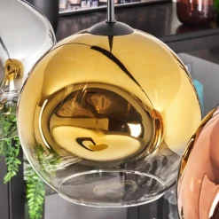 Lampes Dorées-hofstein Suspension - Verre 25 cm Ripoll Chrome, Or, Clair, Cuivré, Fumé, 4 lumières